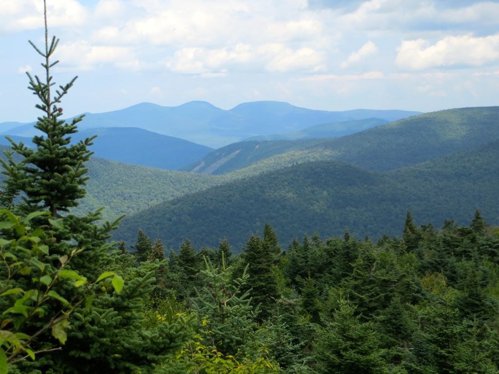 Hunter Mt. Ski Area in front of Thomas Cole, Black Dome and Blackhead